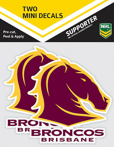 NRL Mini Decal - Brisbane Broncos - Car Sticker Set Of 2 - 8x7cm