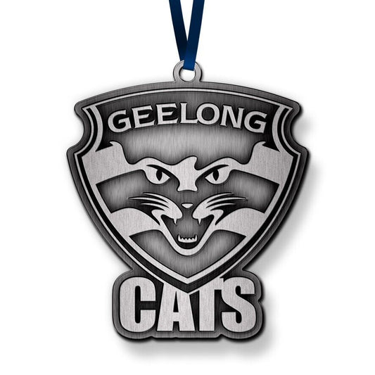 AFL Christmas Metal Ornament - Geelong Cats - Approx. 70 x 50mm