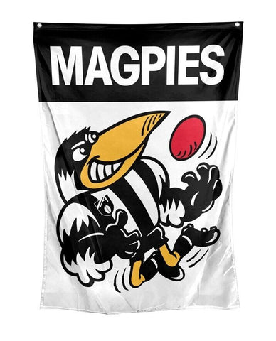 AFL Retro Wall Flag - Collingwood Magpies - Cape Flag - Approx 100cm x 70cm
