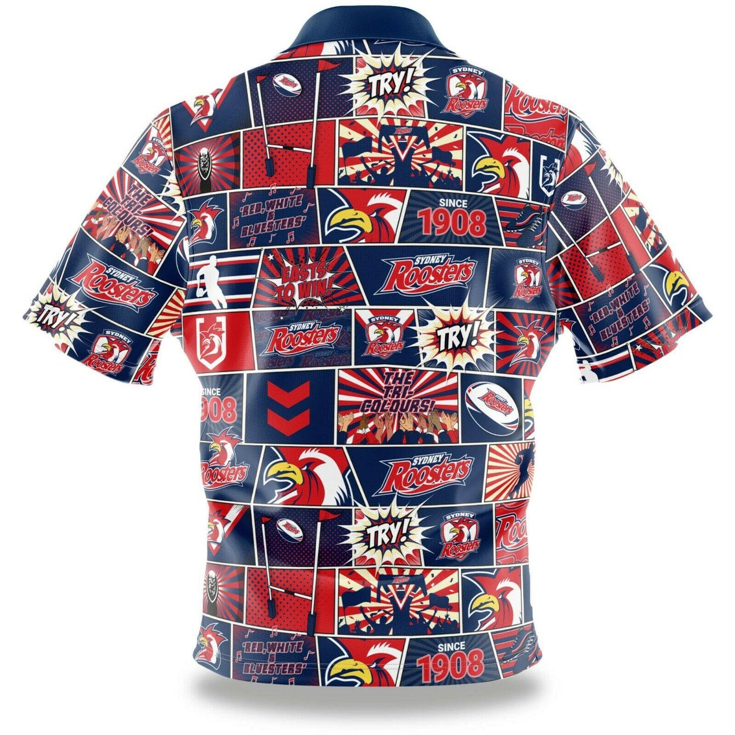 NRL Fanatics Button Up Polo Shirt - Sydney Roosters - Rugby League