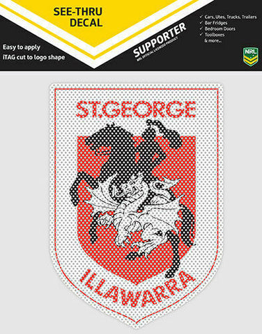 NRL Car UV Decal Sticker - St George Illawarra Dragons - Size 14-18cm - See Thru