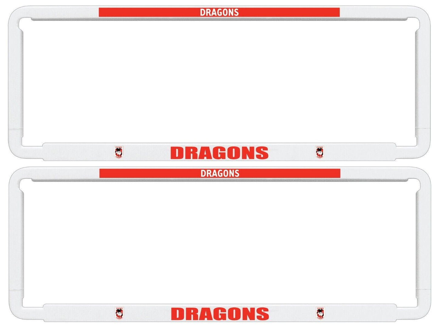 NRL Car Number Plate Frame Set Of Two - St George Illawarra Dragons - Front/Back