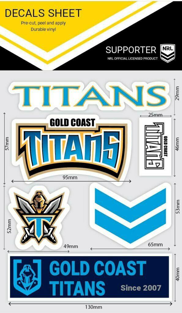 NRL Sticker Decal Sheet - Gold Coast Titans - Stickers Wordmark