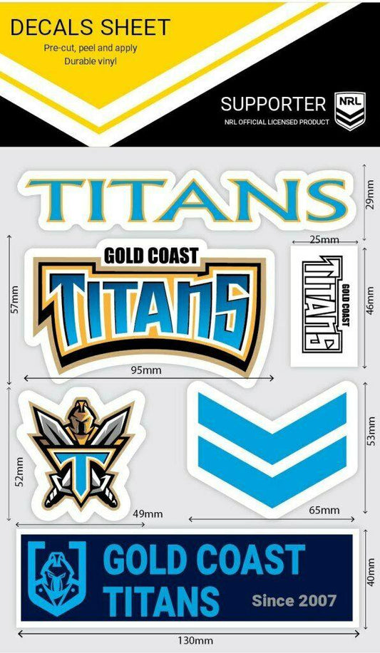 NRL Sticker Decal Sheet - Gold Coast Titans - Stickers Wordmark