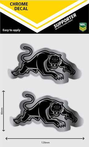 NRL Chrome Decal - Penrith Panthers - Car Sticker 6x12cm