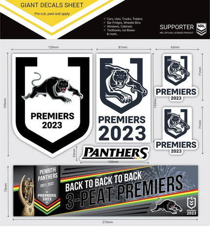 NRL PREMIERS 2023 GIANT DECAL SHEET - PENRITH PANTHERS