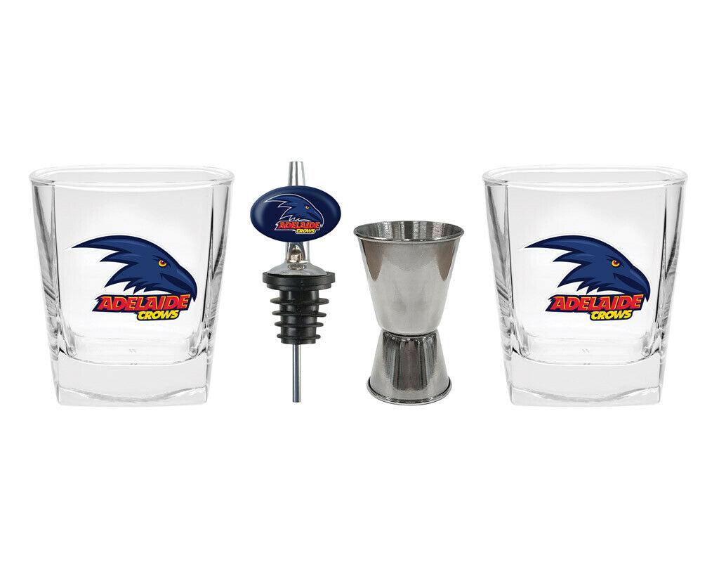 AFL 2 Spirit Glass Jigger and Pourer Set - Adelaide Crows - Gift Pack