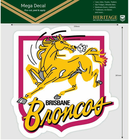 NRL Mega Heritage Decal - Brisbane Broncos - Car Sticker 250mm