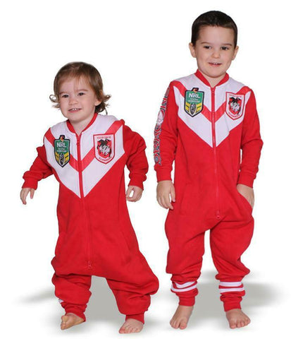 NRL Kids Onesie - St George Illawarra Dragons - Cotton - V - Zip - Pockets