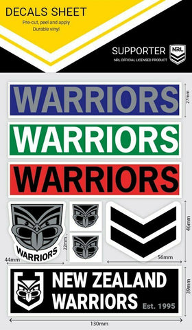 NRL Sticker Decal Sheet - New Zealand Warriors - Stickers Wordmark
