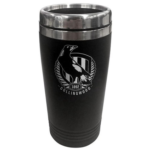 AFL Coffee Travel Mug - Collingwood Magpies - Thermal Drink Cup With Lid