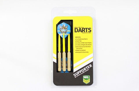 NRL Gold Coast Titans Darts - Set Of 3 With Carry Case - 24 Gram Dart - Brass