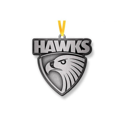 AFL Christmas Metal Ornament - Hawthorn Hawks - Approx. 70 x 50mm