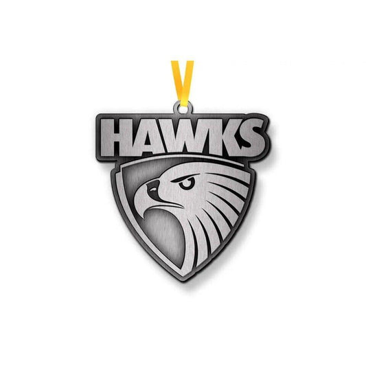 AFL Christmas Metal Ornament - Hawthorn Hawks - Approx. 70 x 50mm