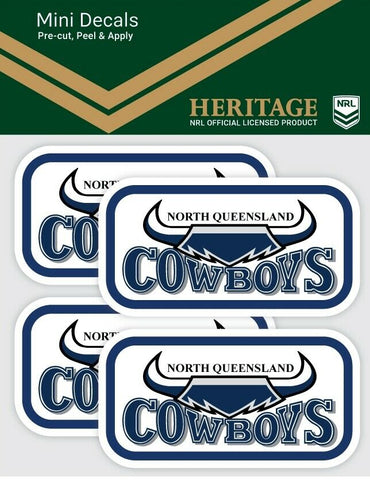 NRL Heritage Mini Decal - North Queensland Cowboys Car Sticker Set Of 2 - 8x7cm