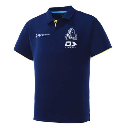 NRL 2023 Media Polo Shirt - Gold Coast Titans - Adult - NAVY - DYNASTY