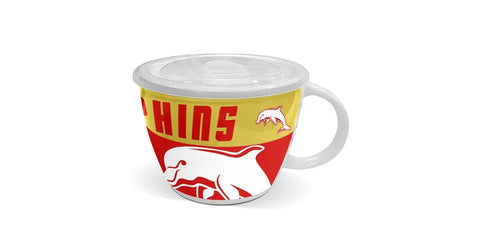 NRL Soup Mug with Lid - Dolphins - Ceramic - 850mL Capacity