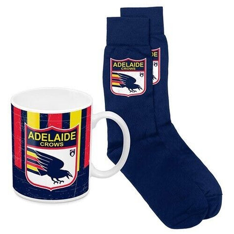 AFL Heritage Coffee Drink Mug & Sock Gift Pack - Adelaide Crows -  Gift Boxed