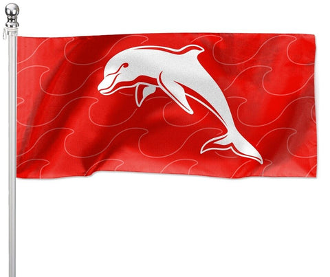 NRL Pole Flag - Dolphins - 90cm x 180cm - Steel Eyelets