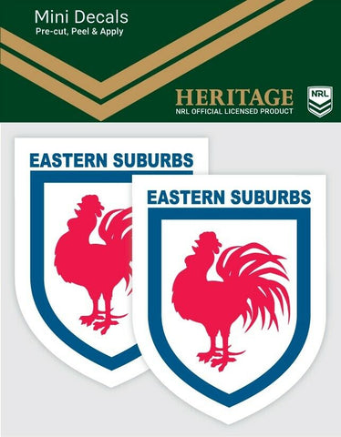 NRL Heritage Mini Decal - Sydney Roosters - Car Sticker Set Of 2 - 8x7cm
