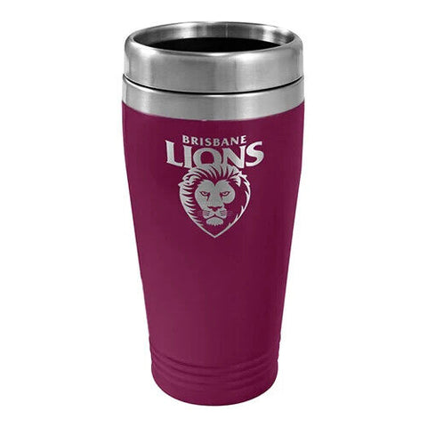 AFL Coffee Travel Mug - Brisbane Lions - Thermal Drink Cup With Lid