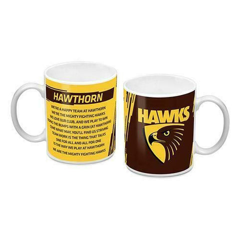 AFL Coffee Mug - Hawthorn Hawks - Team Song Drinking Cup Gift Box