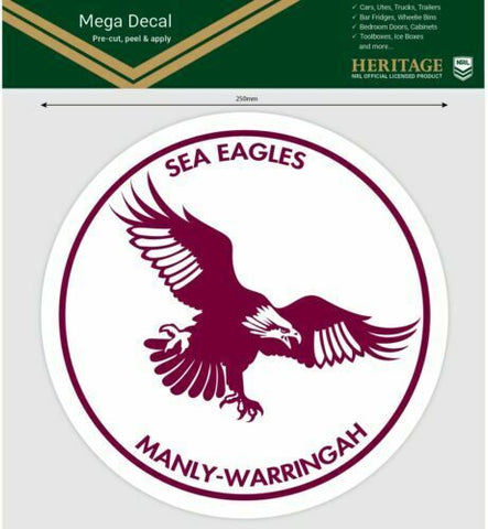 NRL Mega Heritage Decal - Manly Sea Eagles - Car Sticker 250mm