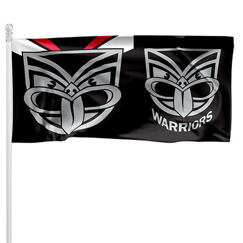 NRL Pole Flag - New Zealand Warriors - 90cm x 180cm - Steel Eyelet For Hanging