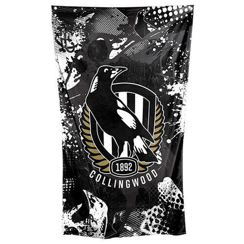 AFL Wall Flag Cape - Collingwood Magpies - 100cm x 70cm Steel Eyelet for Hanging