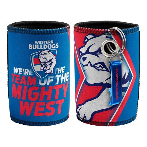 AFL Stubby Can Cooler with Bottle Opener - Western Bulldogs - Rubber Base