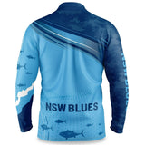NRL Long Sleeve Fishfinder Fishing Polo Shirt - New South Wales Blues YOUTH NSW