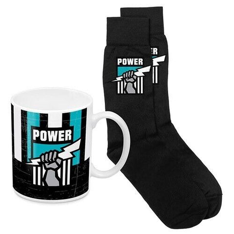 AFL Heritage Coffee Mug & Sock Pack - Port Adelaide Power - Gift Boxed