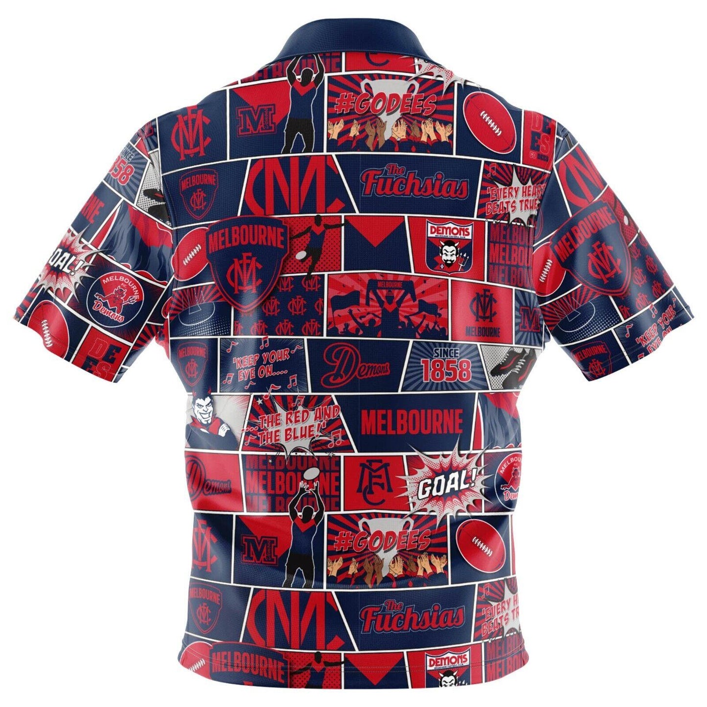 AFL Fanatics Button Up Polo Shirt - Melbourne Demons - Aussie Rules