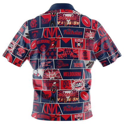 AFL Fanatics Button Up Polo Shirt - Melbourne Demons - Aussie Rules