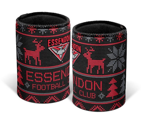 AFL Christmas Stubby Cooler - Essendon Bombers - Rubber Base - XMAS