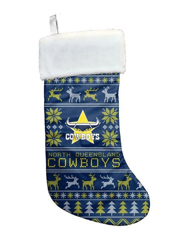 NRL Christmas Stocking - North Queensland Cowboys - Sweater Print - XMAS
