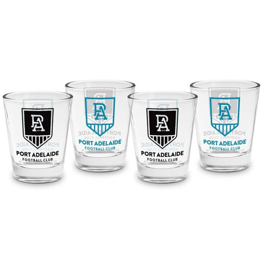 AFL Shot Glass Set of 4 - Port Adelaide Power  - 50ml