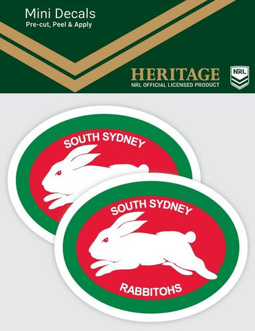 NRL Heritage Mini Decal - South Sydney Rabbitohs - Car Sticker Set Of 2 - 8x7cm