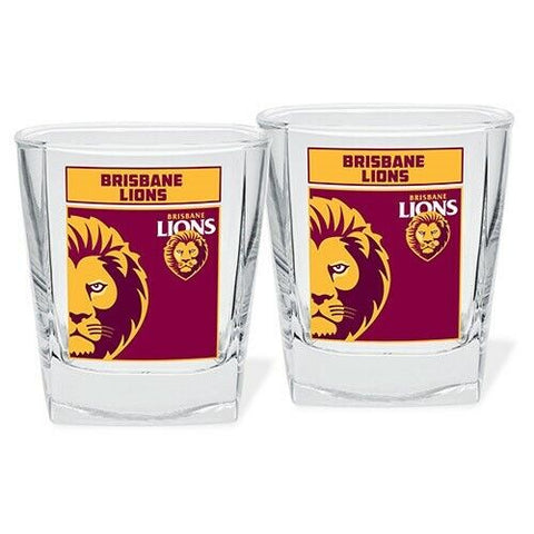 AFL Spirit Drink Glass Set Of Two - Brisbane Lions - 250ml Cup
