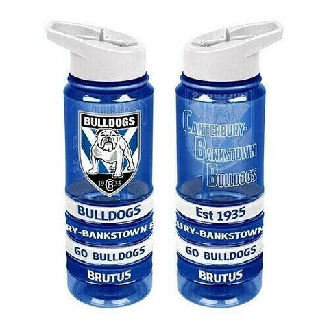 NRL Tritan Drink Water Bottle 650ml - Canterbury Bulldogs - 4 Wrist Bands
