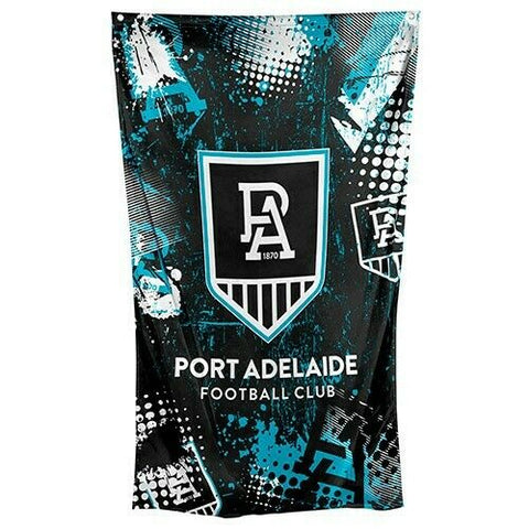 AFL Wall Flag Cape - Port Adelaide Power - 150cm x 90cm - Steel Eyelet Hanging