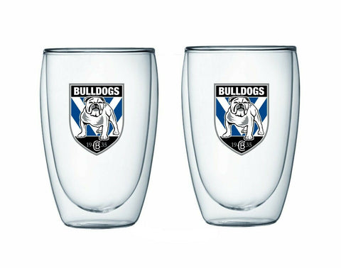 NRL Double Wall Glass Set - Canterbury Bulldogs - Set of Two - 350ml