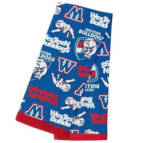 AFL Team Supporter Cotton Tea Towel - Western Bulldogs - 40cm x 60cm