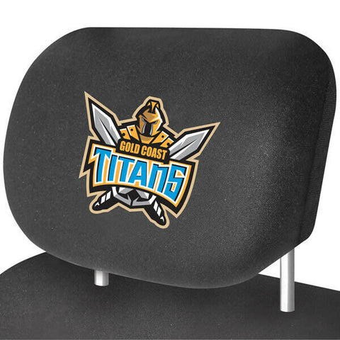 NRL Car Head Rest Cover - Gold Coast Titans - Set Of Two Covers -