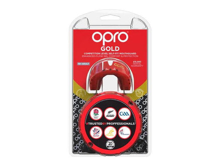 OPRO GOLD Self-Fit Mouthguard - ADULT - Age 10+ - Red/Pearl