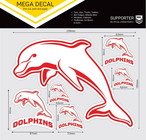NRL Mega Decal - Dolphins - Car Sticker 250mm