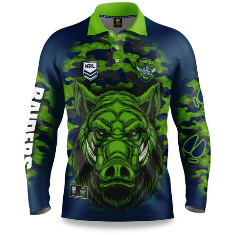 NRL 2021 Long Sleeve Outback Polo Tee Shirt - Canberra Raiders - Adult