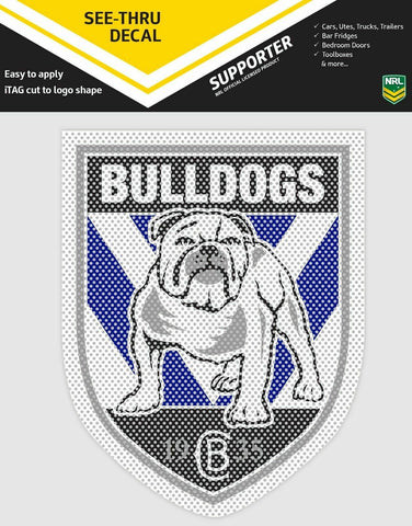 NRL Car UV Rated Decal Sticker - Canterbury Bulldogs - Size 14-18cm - See Thru