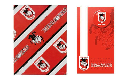 NRL Gift Card With Badge + Wrapping Paper - St George Illawarra Dragons - Wrap