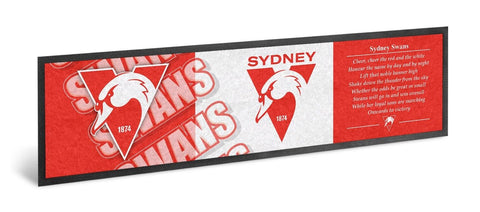 AFL Bar Runner - Sydney Swans - Bar Mat - Team Song - 25cm x 90cm